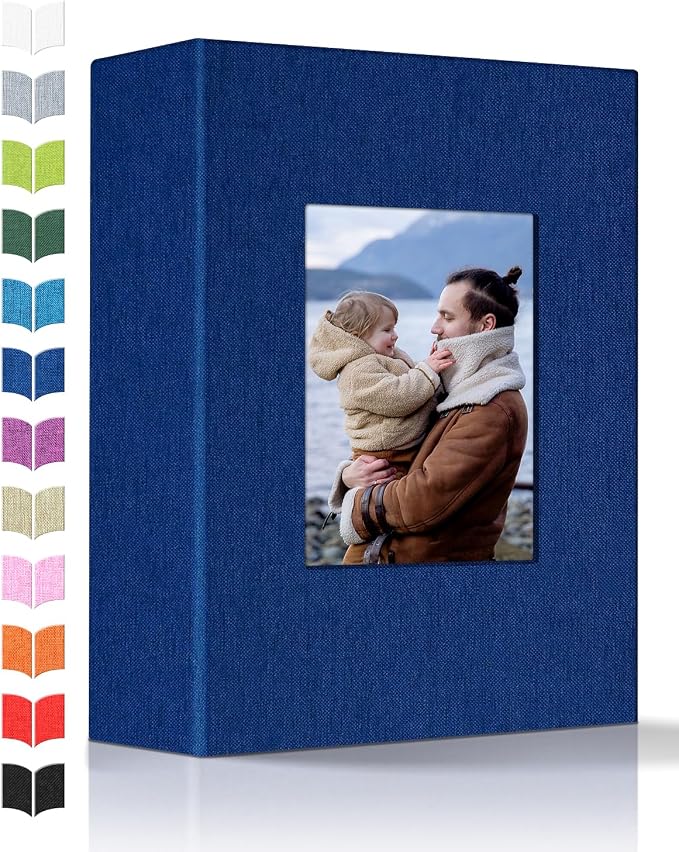 Artfeel Photo Album 4x6 with 100 Pockets,Slip-in Picture Albums,Linen Cover Memory Book with Front Window,White Page Vertical Photo Book for Wedding,Family,Anniversare,Baby,Vacation