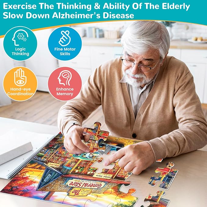 6 Packs 24 Large Piece Puzzle for Seniors,Dementia Alzheimer's Products Activities for Elderly Adults,Easy Puzzle Alzheimer’s Memory Cognitive Game Gift for Patient in Nursing Home with 6 Storage Bags