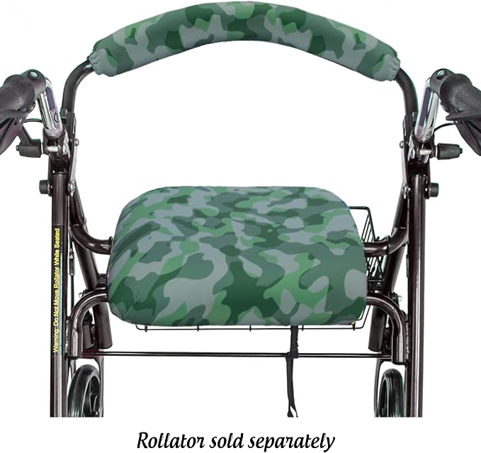 Top Glides Universal Rollator Walker Seat and Backrest Covers (Green Camo)