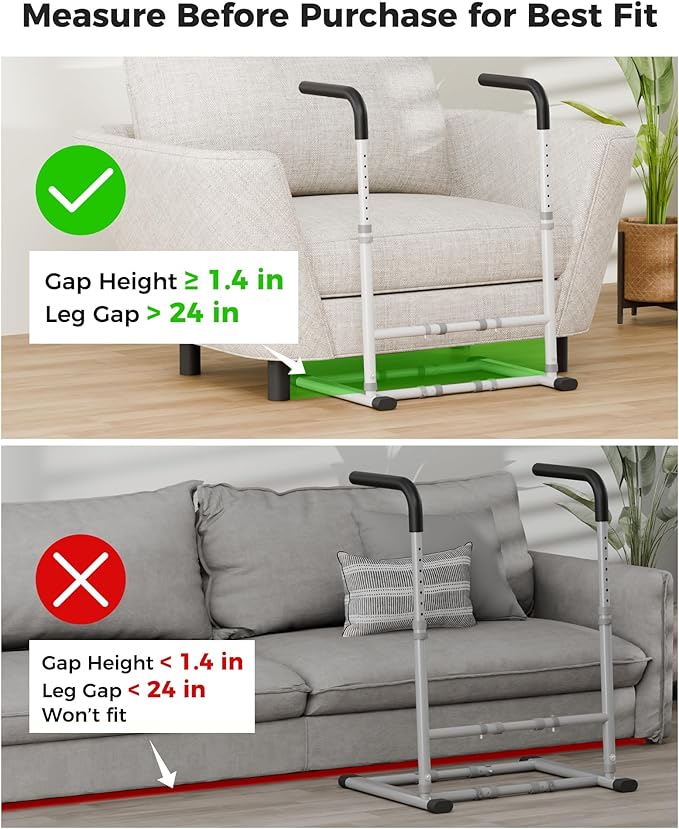 Couch Stand Assist Aid for Elderly, Sofa Chair Lift Assist Devices for Seniors Sit to Stand, Standing Aids & Supports, Pregnancy, Disabled, Floor Gap Height ≥ 1.4" Leg Gap ＞24", White