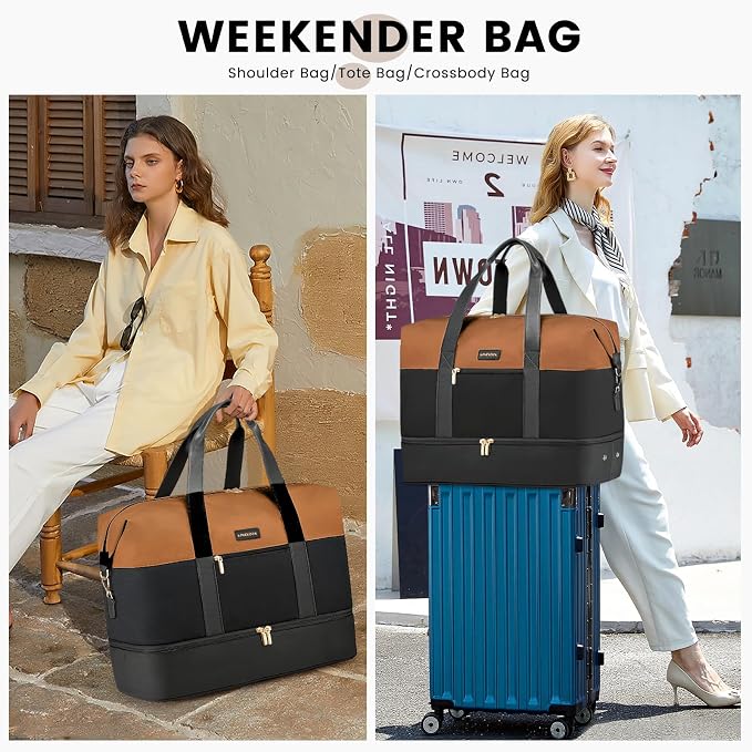 LOVEVOOK Weekender Bag for Women, Large Duffle Bag for Travel with 2 Packing Cubes, Carry on Overnight Bag with Shoe Compartment, Mom Hospital Bags for Labor and Delivery