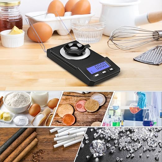 Milligram Scale 50g/0.001g High Precision Mg Scale, Portable Jewelry Scale .001 Gram Accuracy, Powder Scale, Digital Miligram Scale for Powder Medicine with Tray/Tweezers/Calibration Weight