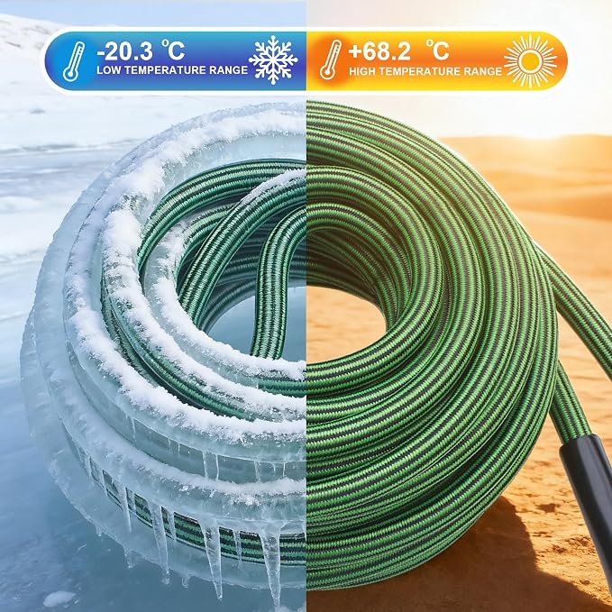 Garden Hose 50 FT-Triple-layer pipe, Water Hose with solid Aluminum Fittings, Ultra-Lightweight and Flexible, Abrasion-Resistant, Rust-Resistant,Watering and Cleaning for Outdoor
