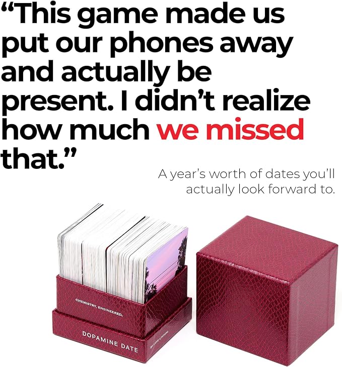 Dopamine Date – 52 Date Night Ideas for Couples | 180 Card Date Night Deck with Conversation, Activities & Intimacy Prompts | Couples Card Game