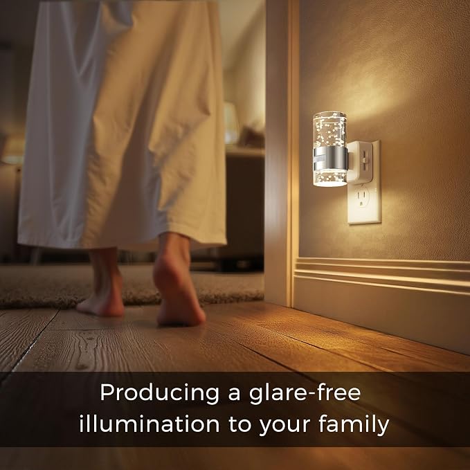 L LOHAS LED Motion Sensor Night Light,Dimmable Night Lights Plug into Wall | 3000K Night-Lights with 0-100 LM Adjustable, Acrylic Bubble Plug in Nightlight for Bathroom Hallway Nursery