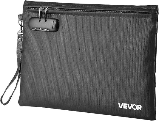 VEVOR Fireproof Document Bag, 1832 ℉ Heat Insulated Fireproof & Waterproof Bag with Lock, Portable File Storage Security Organizer Home Office Travel Use, for Passports, Important Documents & Files