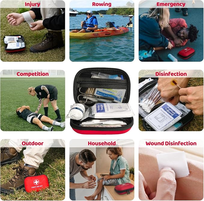 Prelady 138 Pcs Mini First Aid Kit Travel Size, TSA Approved Small First Aid Kit for Car, Hiking & Home, Compact Travel Medicine Kit, Med Kit