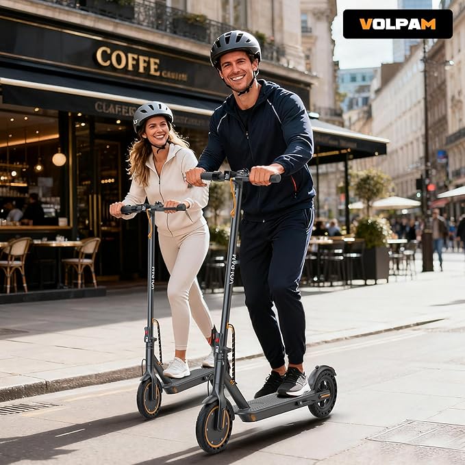 VOLPAM Electric Scooter, 350W/500W Powerful Motor, 8.5"/10" Solid Tires, 19/22Mph, 28/23/21/16 Miles Max Range, Dual Braking