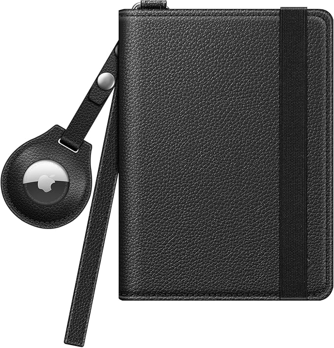 FINTIE Passport Holder with Airtag Holder, Slim Travel Wallet | RFID Blocking Passport Cover Protector Essentials with Credit Card Slots, Women/Men