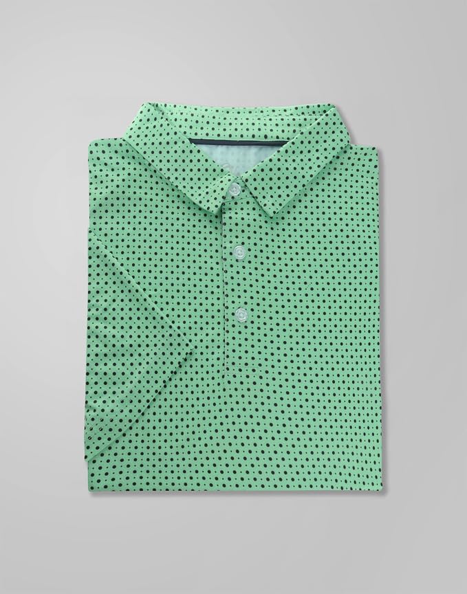 Obla Mens Golf Polo Shirts Short Sleeve Dry Fit Performance Moisture Wicking Casual Print Collared Golf Shirts for Men