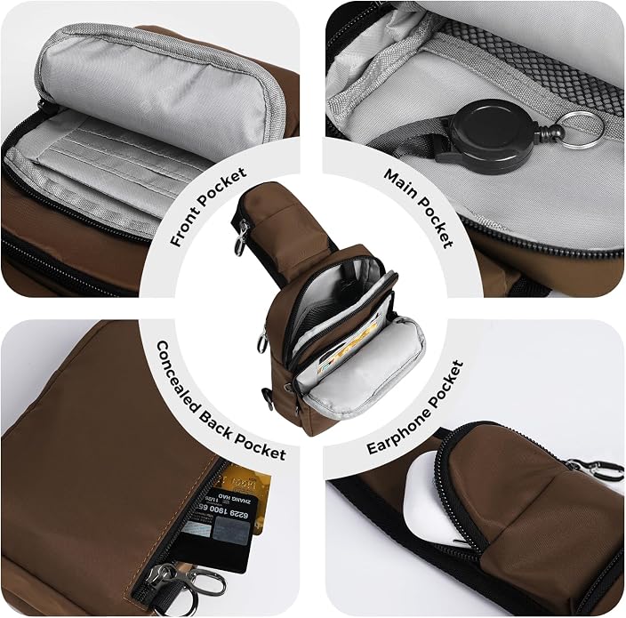 Sling Bag, Crossbody Bag with Zipper Lock, RFID Blocking & Water Resistant for Men and Women