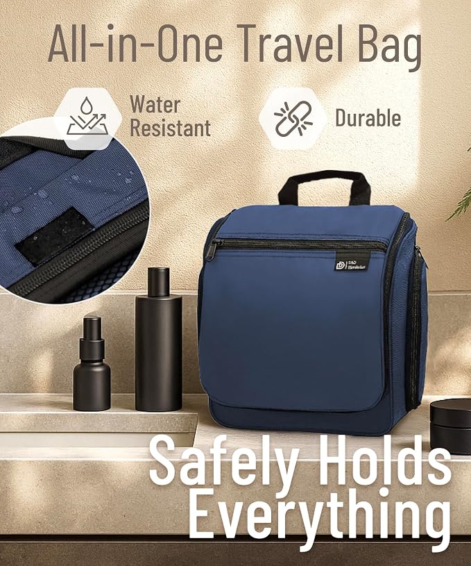 D&D Wanderlust D&D Hanging Travel Toiletry Bag for Men and Women – Cosmetics, Makeup and Toiletries Organizer Kit with 10 Compartments