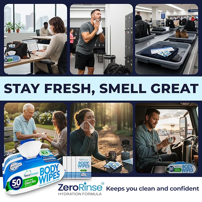 XL Body Wipes for Adults (4 Pack) 200 Shower Cloths + 16 Travel Sheets – 10" x 11.5" No Rinse Disposable Washcloths for Elderly Care, After Surgery & Recovery