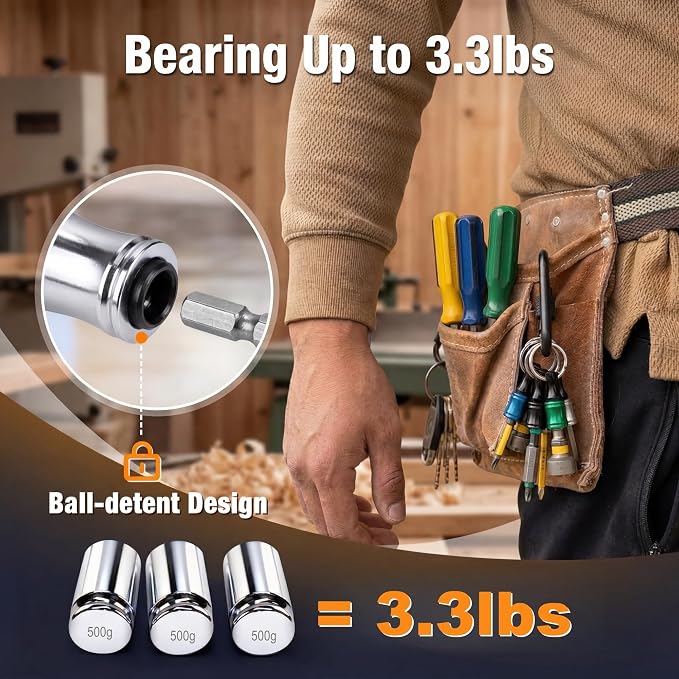 18PCS 1/4'' Bit Holders Keychain Aluminum Screwdriver Hex Shank Drill Bit Holder Key Chain, Portable,Tool Gifts