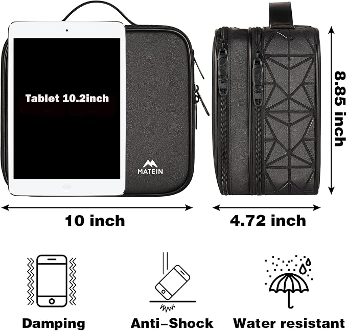 MATEIN Cable Organizer Bag, Travel Electronic Storage Cord Organizer Box | Tech Bag for Travel, Waterproof Charger Storage, Double Layer, Carrying Case for Cord, Shockproof, Portable, DJ Gifts, Black