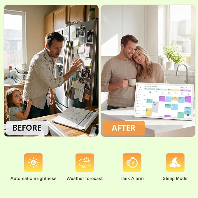 Digital Calendar – 27 Inch Electronic Wall Calendar & Chore Chart, Smart Family Organizer with Interactive Touchscreen Display, Wall Mount in Portrait or Landscape