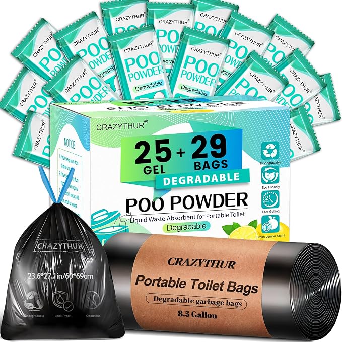 Poo Powder for Portable Toilet Gel Powder, Camping Toilet Gel | Pee Powder, Eco Toilet Gel for 650ml Urine/10g, Toilet Gel Powder for Outdoor Camping and Hiking