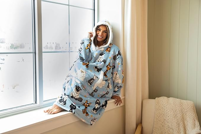 LazyOne Oversized Blanket Hoodie, Oversized Hoodies for Women and Men, One Size Fits All Wearable Blankets