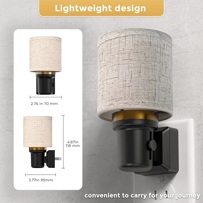 L LOHAS LED Night Lights Plug into Wall,Linen Fabric Cylinder Night Light | Dusk to Dawn Sensor Vintage Nightlight, 3000K Soft Warm 0-100LM Dimmable, Decor for Bedroom Living Room Hallway
