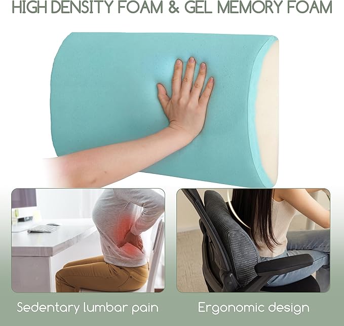 Lumbar Support Pillow for Recliner Chair/Accent Chair/Couch, Extra Large Memory Foam Back Support Cushion for Elderly, Recliner Cushions for Back Rest, Pain Relief, Reading, Washable Cover, Dark Grey