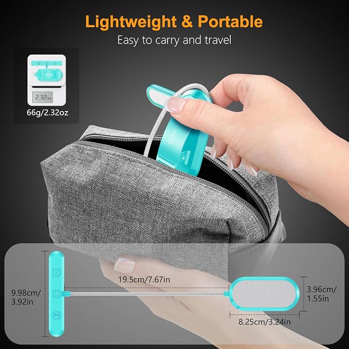 Gritin Rechargeable Book Light for Reading in Bed with 19 LED | Eye Caring 3 Color Temps, 5 Brightness Levels, Memory Function, 90 Hrs Runtime Flexible Goose Neck Clip on Light-Blue