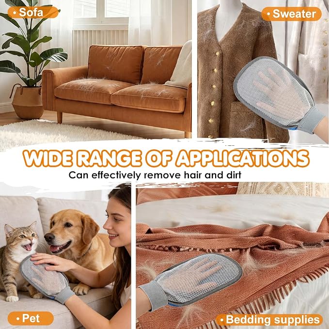 Pet Hair Removal Glove - Pet Hair Remover Glove for Dogs & Cats | Hair Removal Mitts,Reusable & Washable, Removes Hair from Carpet, Couch, Car Seats, Gentle Grooming Deshedding Tool, 1 Pack