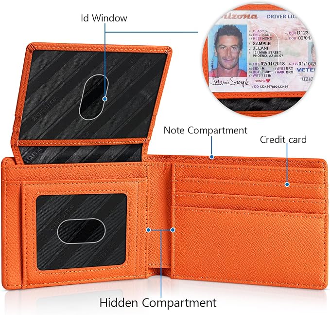 RUNBOX Wallet for Men -Slim Rfid Leather Mens Bifold Novelty Wallets 2 ID Window With Gift Box Men's Accessories | Minimalist Front Pocket Design, Holds 15 Cards, Large Capacity with Cash Pocket,Compact and Thin, Birthday Gifts for Men