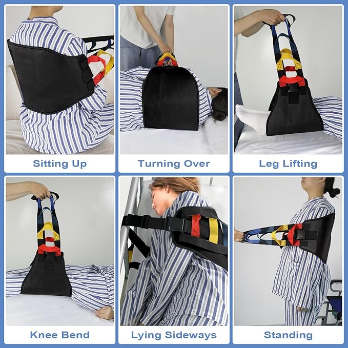 Transfer Sling, Transfer Belt Gait Belts for Seniors, Heavy Duty Patient Lift Belt with Straps, Mobility Standing and Lifting Belt for Elderly, Disabled, Injured-Safely Move from Bed and Wheelchair