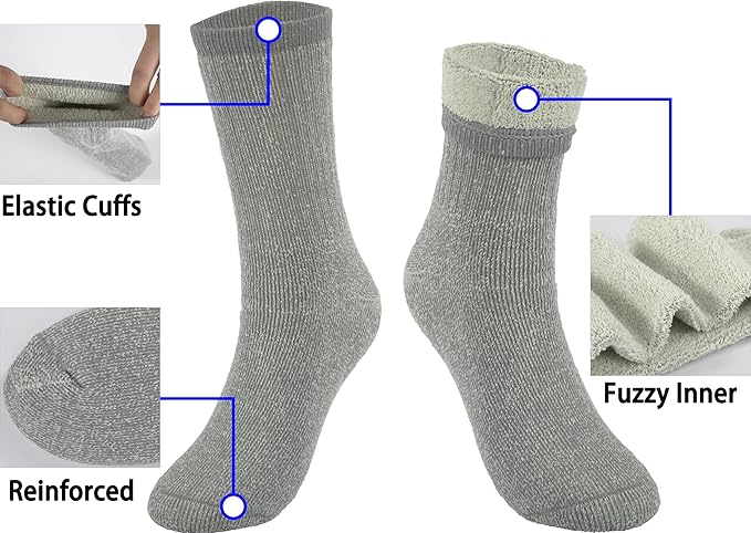 BomKinta Wool Hiking Socks Women - Merino Thick Warm Thermal Boot Socks - Winter Cozy Crew Sock Size 5-11