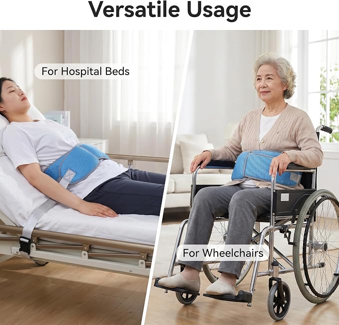 Medical Bed Restraint Strap for Elderly, Anti-Fall Waist Belt for Elderly, Adjustable Wheelchair Seat Safety Belt, Medical Bed Safety Assist, Mesh Fabric, Light Blue