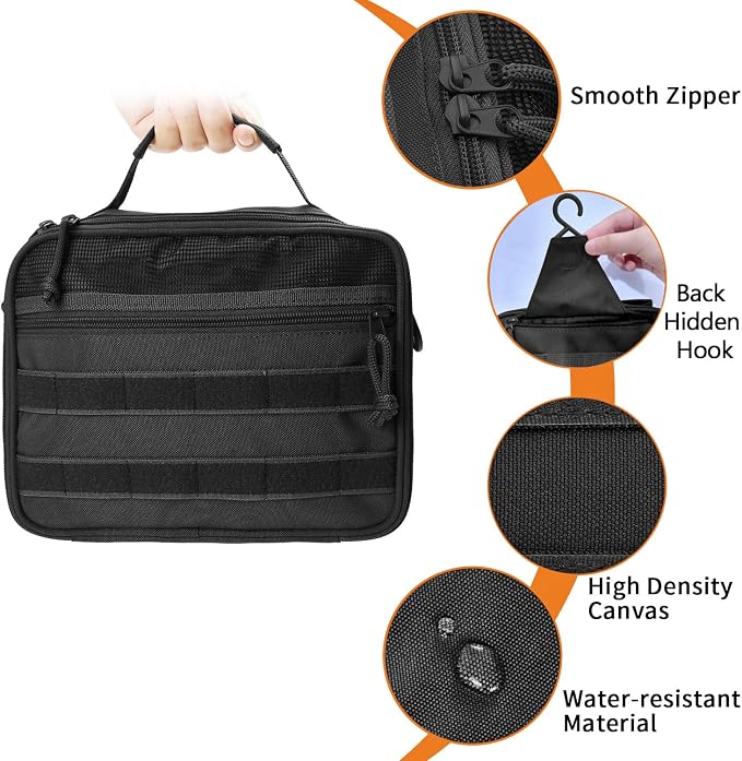 SMONT Tactical Toiletry Bag for Men, 9.5" Hanging Dopp Kit Shaving Hygiene Bag for Traveling Bathroom