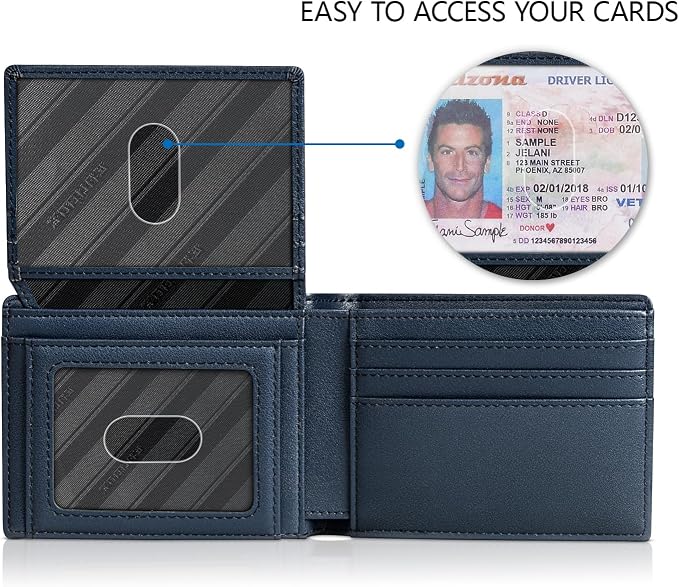 RUNBOX Wallet for Men -Slim Rfid Leather Mens Bifold Novelty Wallets 2 ID Window With Gift Box Men's Accessories | Minimalist Front Pocket Design, Holds 15 Cards, Large Capacity with Cash Pocket,Compact and Thin, Birthday Gifts for Men