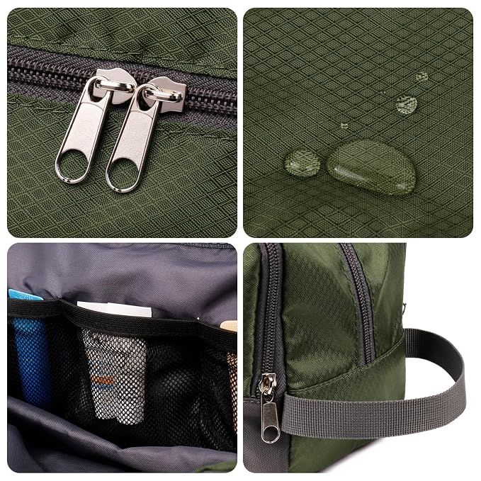 WANDF Travel Toiletry Bag for Men, Small Dopp Kit for Toiletries | Water-Resistant Fabric, Travel Bag for Toiletries, Compact Storage, Shaving Accessories, Weekend Trips