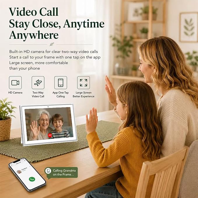 10.1" Digital Wall Planner Alternative, Smart Touchscreen Family Calendar, Auto-Sync with iCloud/Google/Outlook, Chore Chart, Meal Planner for Desk or Shelf Use
