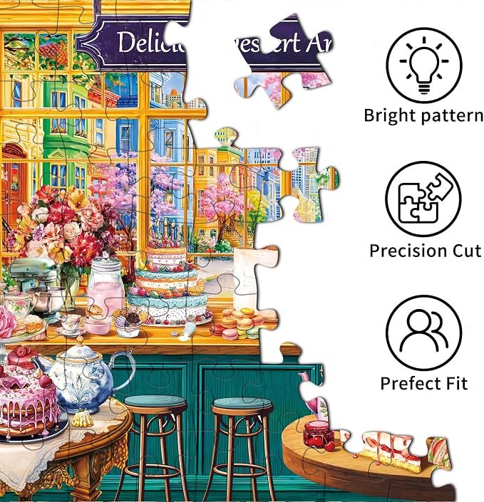 1000 Piece Puzzles for Adults,Dessert Story Jigsaw Puzzle 1000 Pieces for Adults Seniors,Challenging Family Games Holiday Party Gifts -1:1 Poster Interlock Perfectly Letter on Back