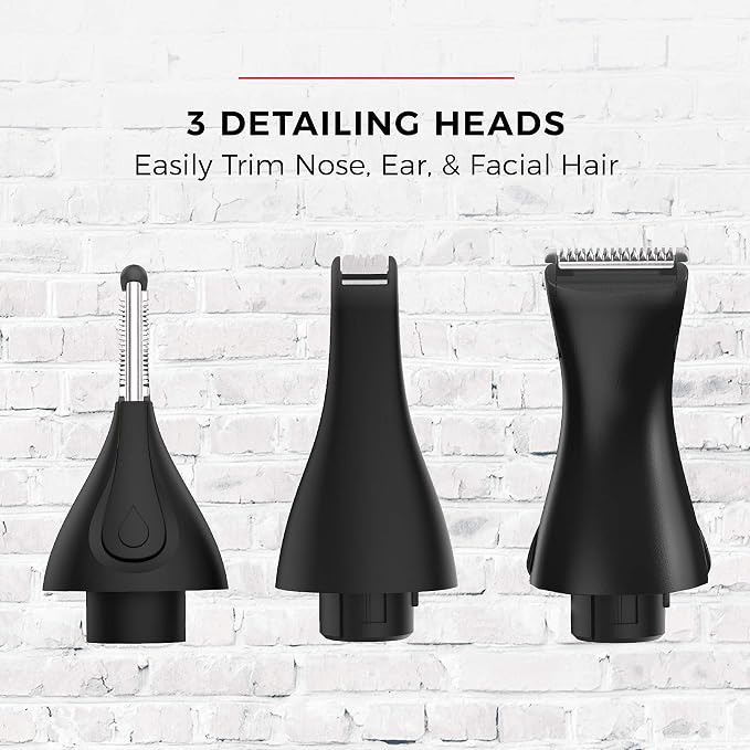 Remington Ultimate Precision Detail Trimmer, Nose, Ear & Eyebrow Trimmer | Surgical Steel Blades for Precise Detailing, 5-Length Adjustable Comb, Dual-Sided Head