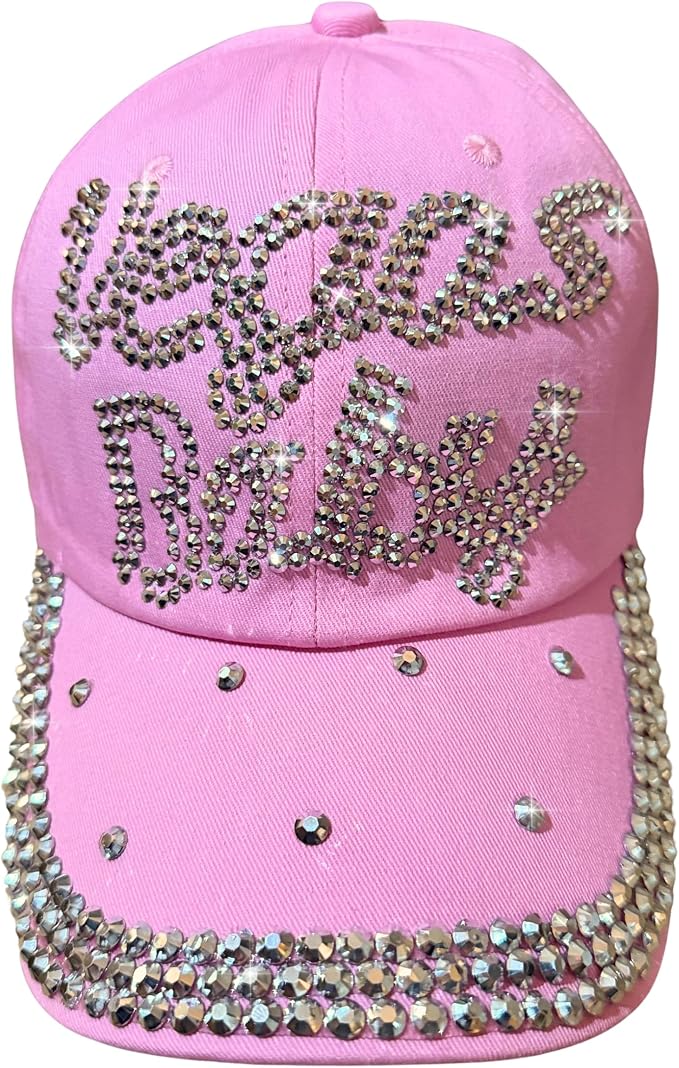 Popfizzy Bedazzled Hat for Women, Rhinestone Denim Hat, Fun Adult Bling Hats, Birthday Gifts for Women, Adjustable, One Size