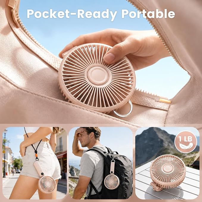 Portable Handheld Fan, 10000mAh Rechargeable 6-Inch Personal Fan for Travel | Ultra Quiet Foldable Desk Fan, 5-Speed Battery Operated Fan with Up to 40H Runtime and Digital Display for Travel and Makeup