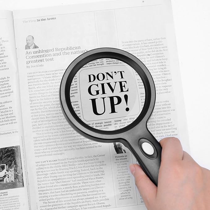 JMH Magnifying Glass with Light, 3X Handheld Large Magnifying Glass 12 LED Illuminated Lighted Magnifier for Macular Degeneration, Seniors Reading, Soldering, Coins, Jewelry, Exploring