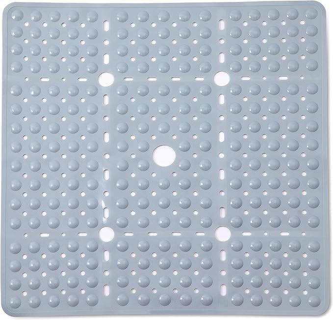 ENKOSI Large Square Shower Mat – Non-Slip Shower Floor Mat for Bathroom Shower Stalls – Anti-Slip Square Bath Mat for Smooth Surfaces – 27 x27 Inch Coverage (Mint Green 27x27)