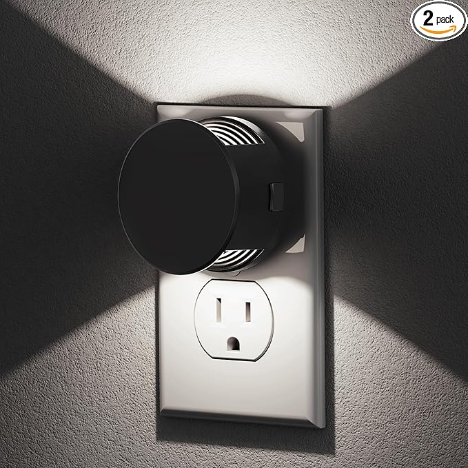 L LOHAS LED Night Lights Plug into Wall,[2-Pack] Plug in Night Light with Light Sensor,Brightness Adjustable,5000K Daylight White,Nightlight for Hallway Bedroom Bathroom