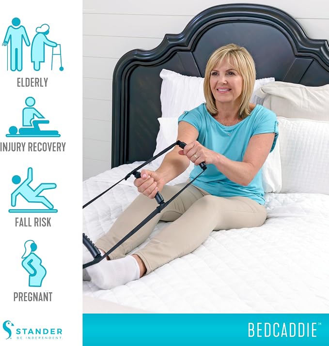 Stander BedCaddie, Pull-Up Assist Bed-Ladder with Non-Slip Handles for Adults, Seniors, and Elderly, Adjustable Length Bed-Lift, Sit Up Helper Bed-Assist, Mobility Aid for Handicapped and Injured