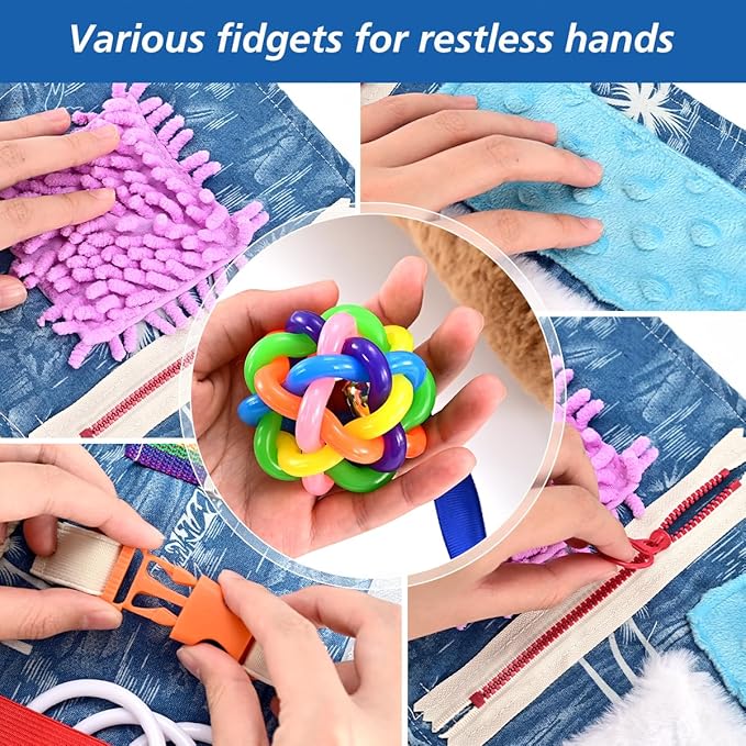 SOFWO Fidget Blanket and Muff Dog for Adults with Dementia, Alzheimers Dementia Activities Products for Elderly and Seniors,Gift Game and Toy for Alzheimer’s or Dementia,Sensory Fidget Toys.