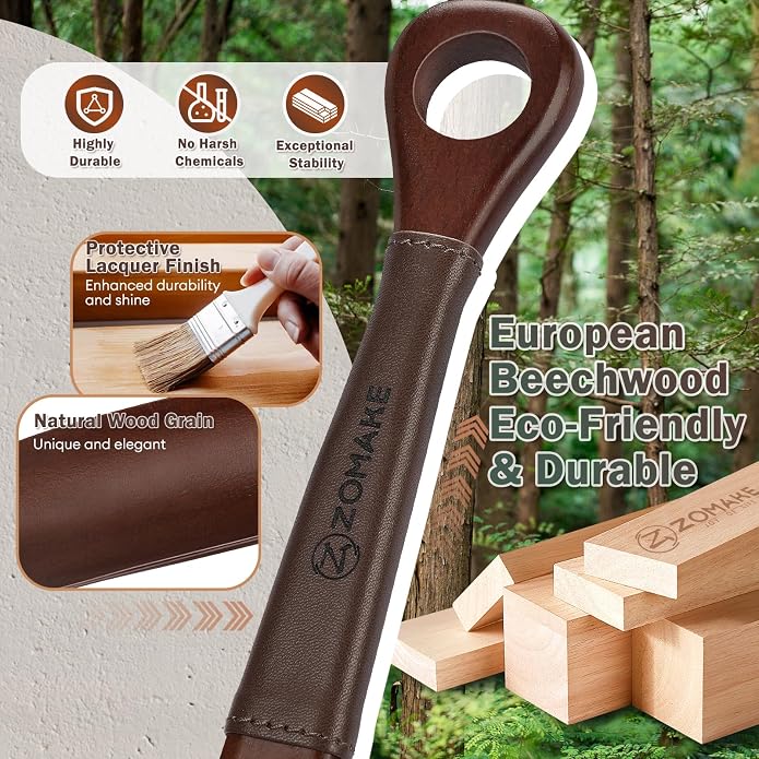 ZOMAKE Wooden Shoe Horn Long Handle for Seniors Men Women 16.5"/16.9" | Wood Long Shoehorn Boot Horn, Shoe Spoon Helper, Shoes Protection, No Bend Over, Easy Shoe Wear for Home Use