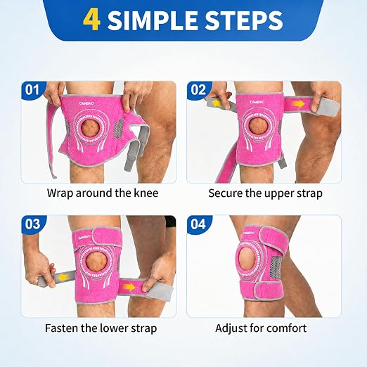 CAMBIVO ELITE Knee Brace with Side Stabilizers & Open Patella Gel Pad — Adjustable Support for Meniscus, Arthritis, ACL, MCL Recovery, Knee Support for Men and Women - Please Check Size Chart