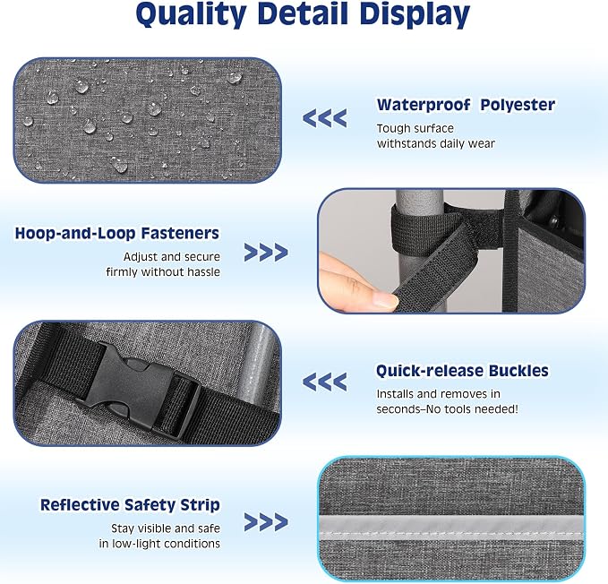 MoKo Walker Basket Bag with Tray, Upgraded Detachable Walker Tray for Folding Walkers with Non-Slip Mat, Large Storage Bag with Multi-Pockets and Cup Holder, Walkers Accessories for Senior, Gray