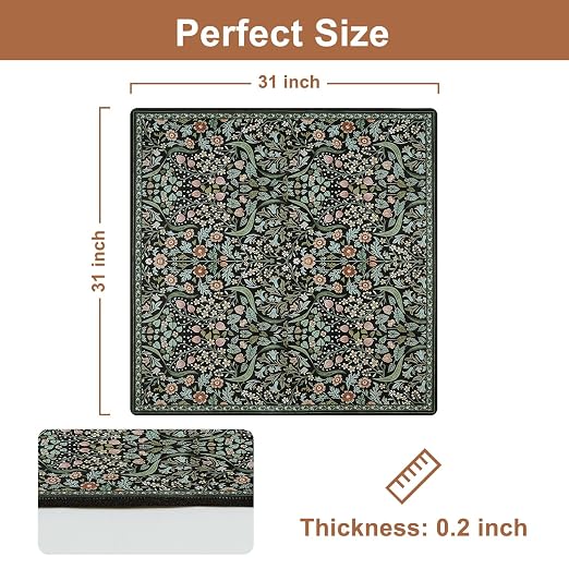 OJIA Floral Stair Treads for Wooden Steps Indoor 31"x31" Landing Mat Black | Non-Slip Stair Runner Carpet Stair Treads Stair Mats Staircase Step Treads for Kids, Elders and Dogs, Stair Covers, Black