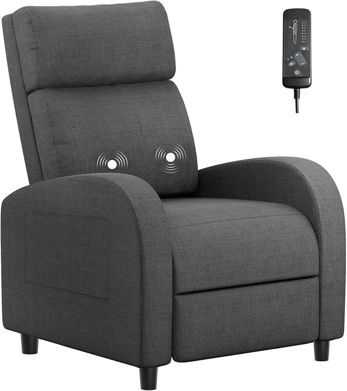 Homall Recliner Chair, Recliner Sofa Fabric for Adults Dark Grey Recliners | Massage Home Theater Seating with Lumbar Support, Reclining Sofa Chair for Living Room