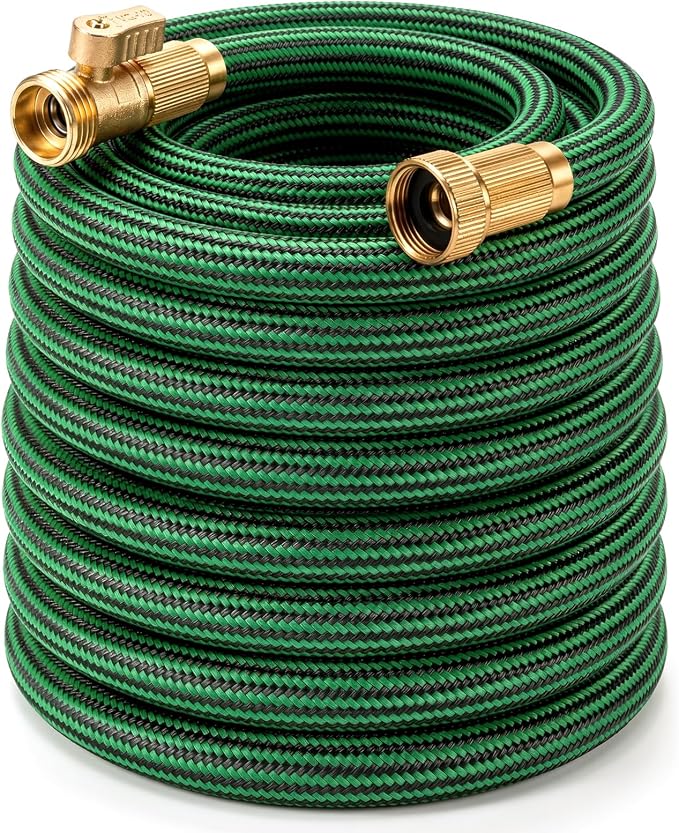 NON-EXPANDABLE Garden Hose 50 ft, Heavy Duty Flexible Water Hose, Kink Resistant Lightweight Hybrid Hose with Durable Fabric Skin, Leakproof Hose Male to Female Fittings
