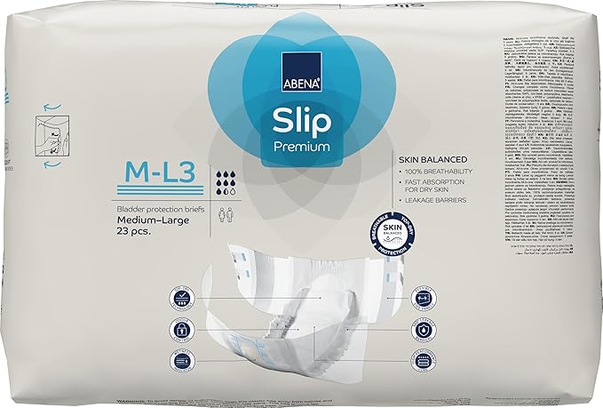 Abena Slip Flexi-Fit Premium Incontinence Briefs, Level 3, (Medium to Extra Large), Medium/Large, 23 Count